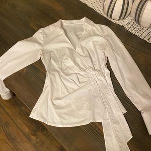 Express White Wrap-Front Blouse. Size Small.